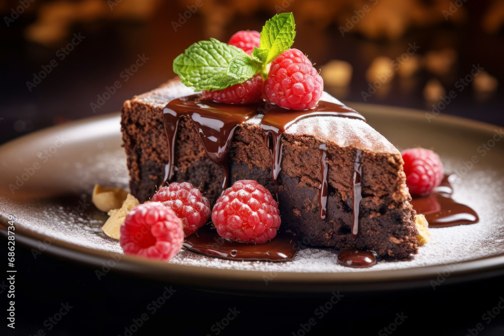 Chocolate cake decorated with berries Chocolate cake decorated with berries