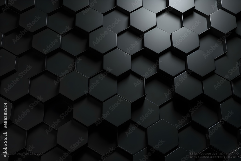 Hexagon Dark Background. Black Honeycomb Abstract Metal Grid Pattern Technology Wallpaper.3d Rendering. Hexagon Dark Background. Black Honeycomb Abstract Metal Grid Pattern Technology Wallpaper.3d Rendering.