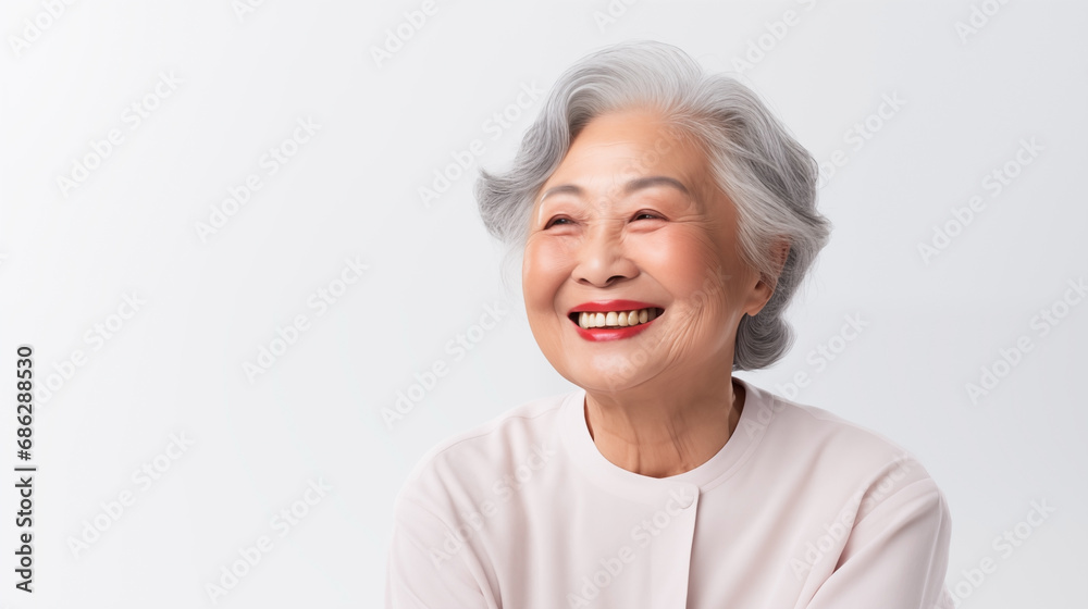 Smiling asian woman looking at camera, close up portrait on white background. Healthy face skin care beauty. Smiling asian woman looking at camera, close up portrait on white background. Healthy face skin care beauty.