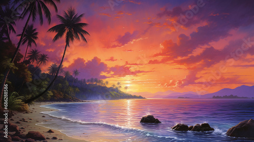A mesmerizing sunset scene on the beach