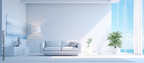 White contemporary interior design visualized in