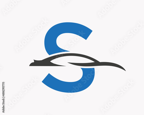 Car Logo On Letter S, Car and Alphabet Combination