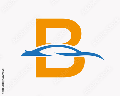 Car Logo On Letter B, Car and Alphabet Combination