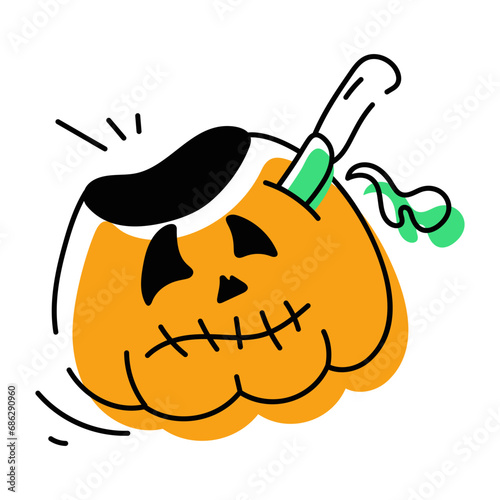 scary Halloween Pumpkins Doodle Icons