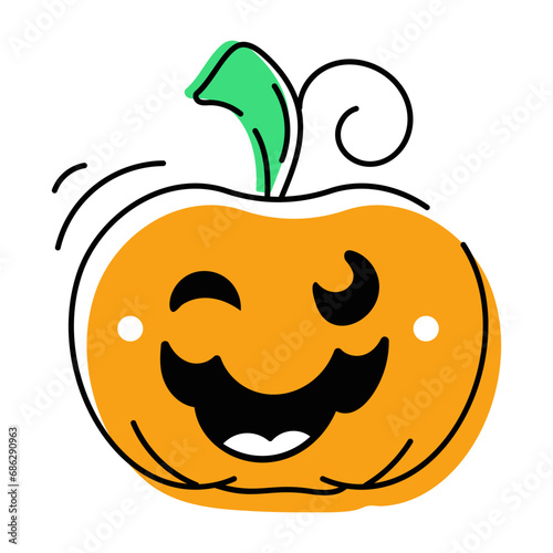 scary Halloween Pumpkins Doodle Icons