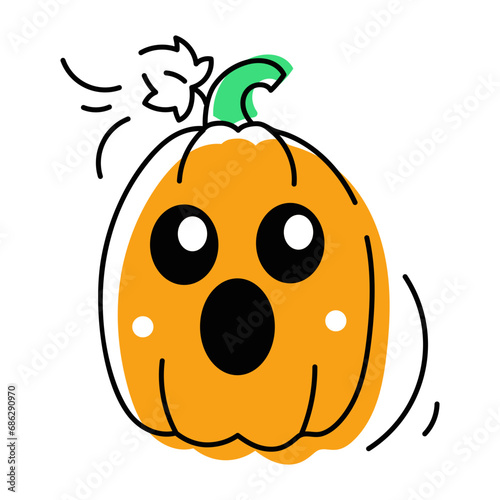 scary Halloween Pumpkins Doodle Icons