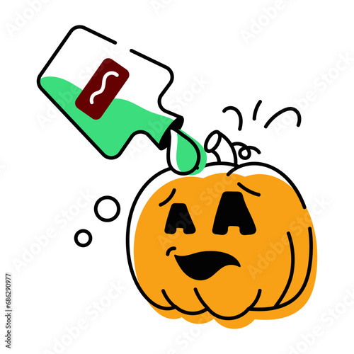 scary Halloween Pumpkins Doodle Icons