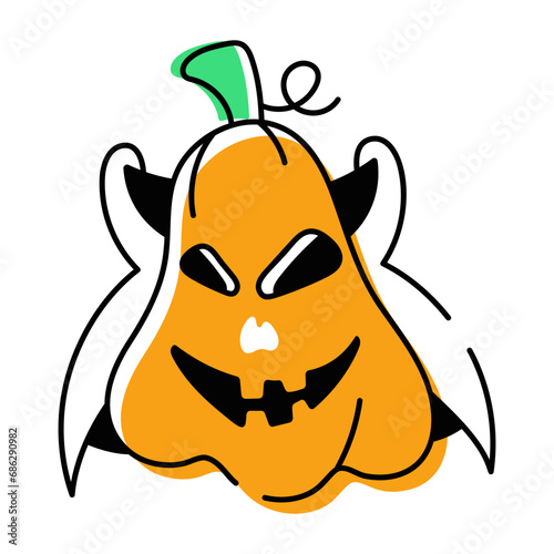 scary Halloween Pumpkins Doodle Icons