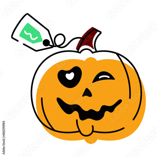 scary Halloween Pumpkins Doodle Icons