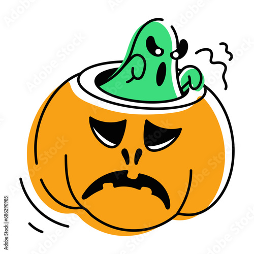 scary Halloween Pumpkins Doodle Icons