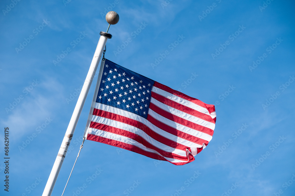 United States' flag fluttering in the wind