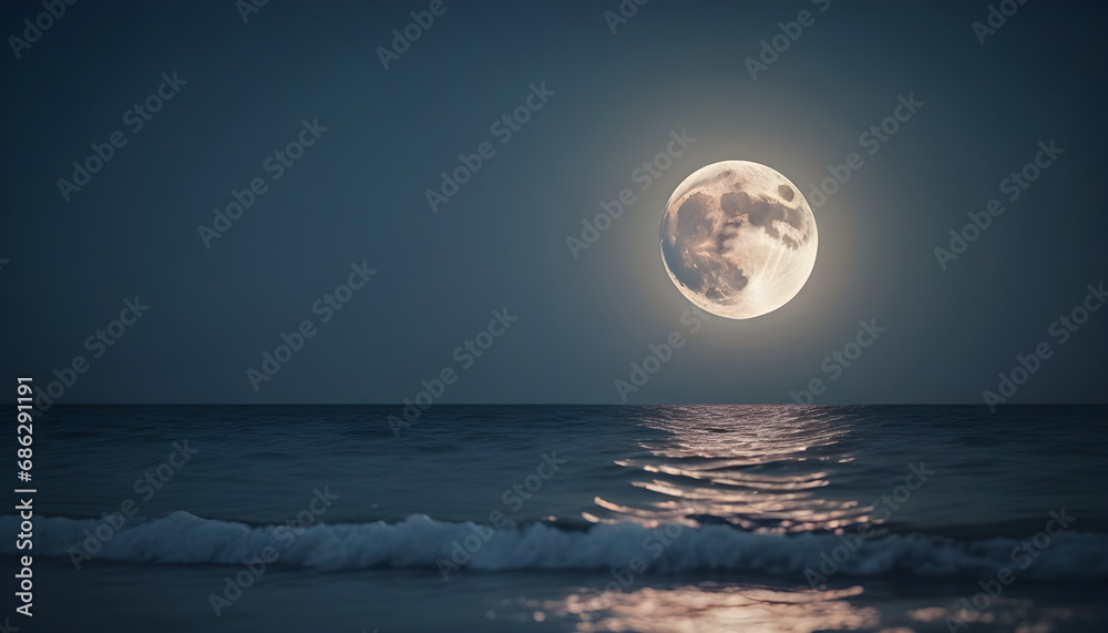 Moon over  sea