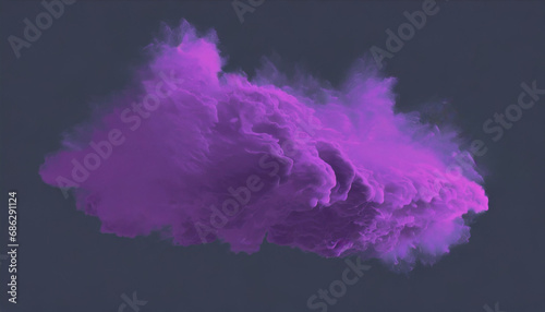 Transparent violet smoke cloud isolated over dark gray; 3d render,d spray paint freeze in air