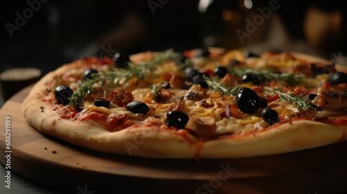 pizza with mushrooms and olives