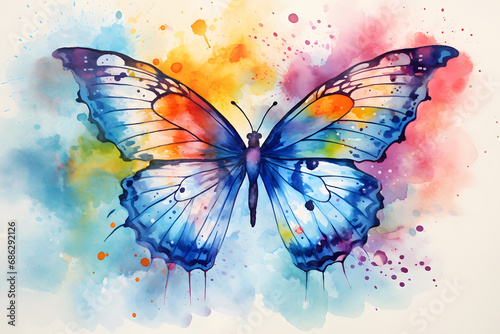 Butterfly in watercolor style on background. © Pacharee