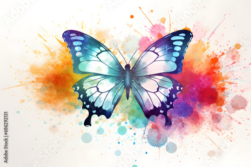 Butterfly in watercolor style on background. © Pacharee