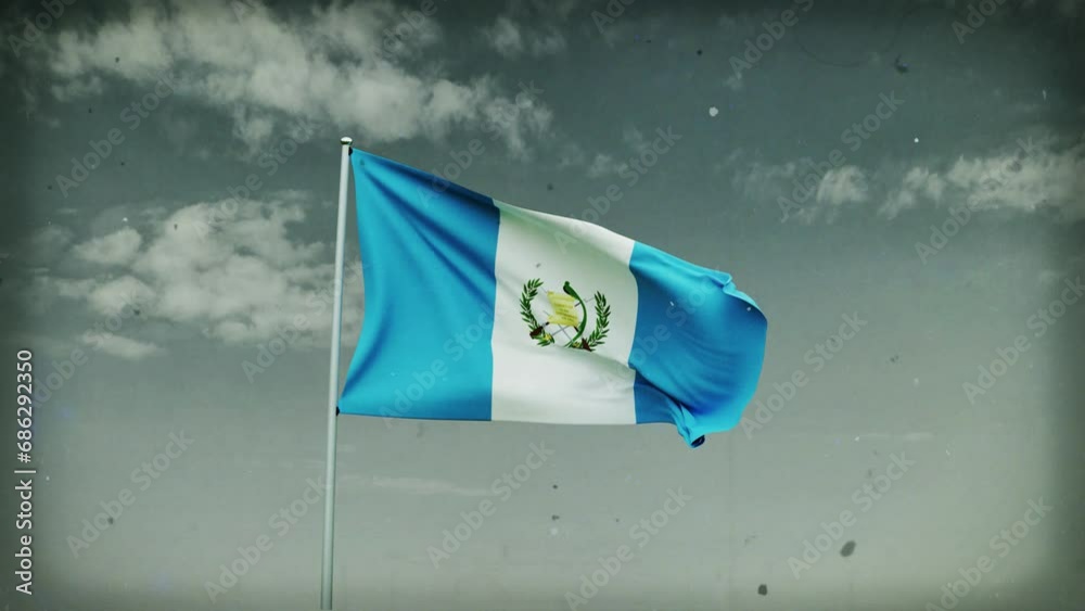 guatemala flag waving on sky background. 4K Highly Detail 3D Rendered video footage for national or government activity, patriotism and  social media content.