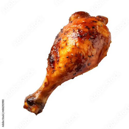 grilled chicken drum stick ,fried chicken thighs isolated on transparent background ,generative ai