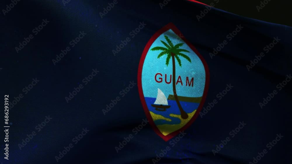 guam flag waving closeup. Highly Detail 3D Rendered video footage for national or government celebration, patriotism and  social media content.
