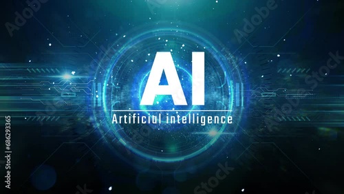 Artificial Intelligence video background with glowing lights and circullar art, ai representative concept art