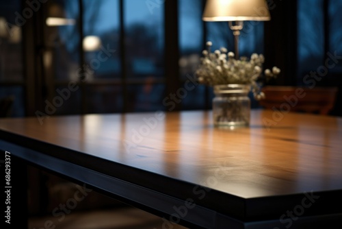 A close up of a table in the the modern house. Table close mock up. Table.