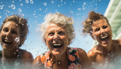 Old women in the pool on vacation in summer, March 8 World Women's Day © terra.incognita