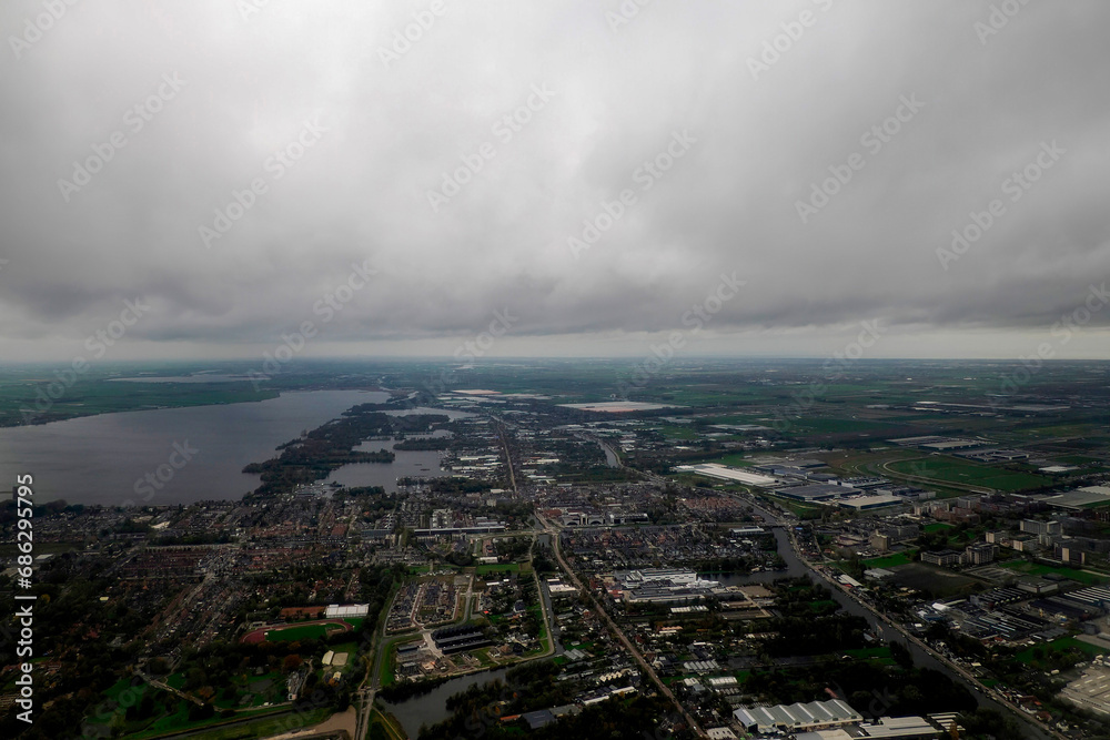 Airport amsterdam aerial after take off on tempest hurrican ciaris