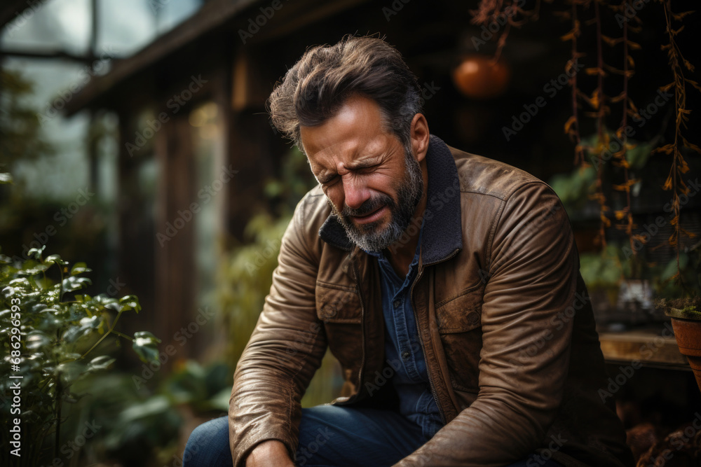 Man suffering from headache. Male person with painful facial expression, suffering from pain. Stress and depression concept Man suffering from headache. Male person with painful facial expression, suffering from pain. Stress and depression concept