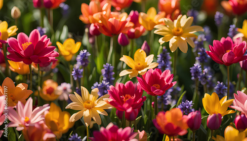 Vibrant Blooms in a Sunlit Garden