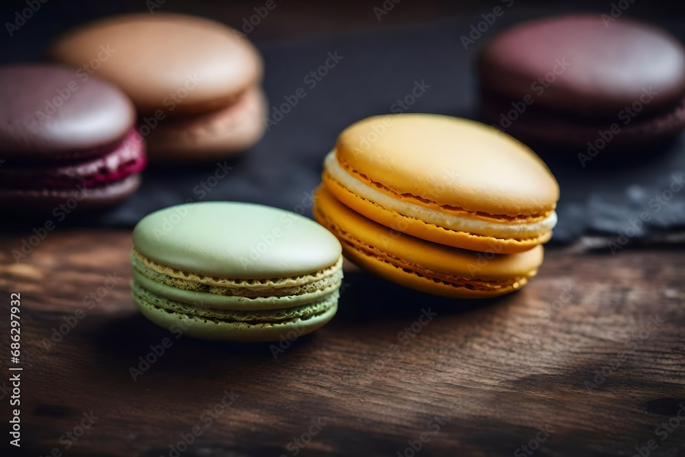 colorful macaroons on a wooden table colorful macaroons on a wooden table