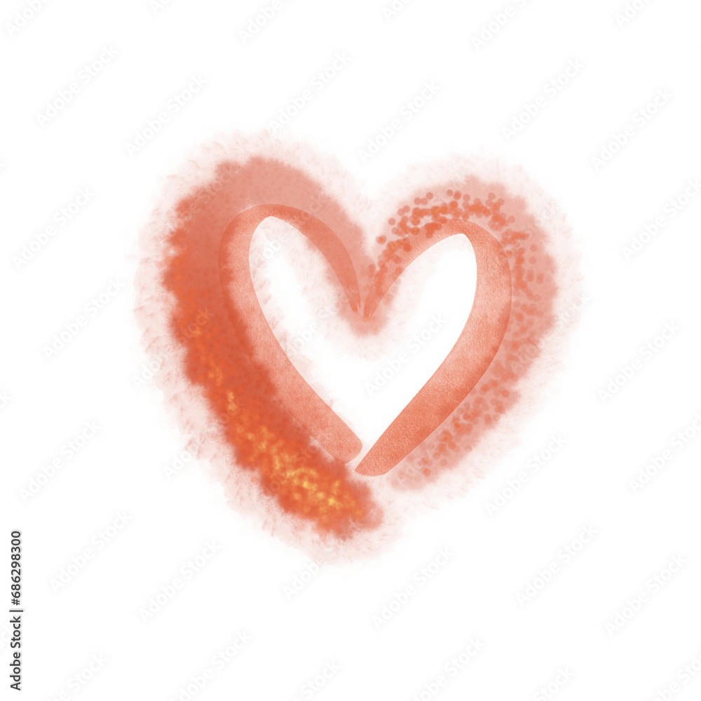 Heart watercolor silhouette isolated background 