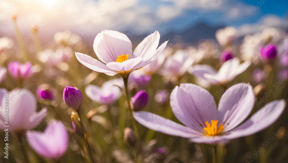 Beautiful summer flowers in a meadow close-up, background