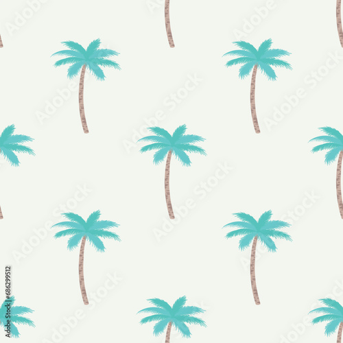 Cool Palm Tree pattern in off white background . Summer fashion print. Seamless vector