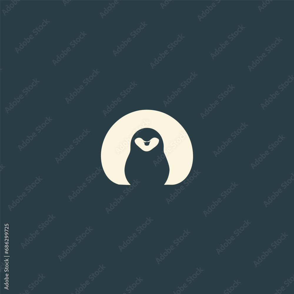 owl in the night, owl on the moon, swan on blue background, minimal logo icon, vector logo icon, vector birds logo, minimal logo, 
