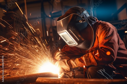 Close-up shots of arc welding with sparks