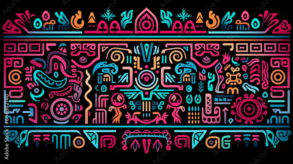 Seamless Mexican ethnic pattern in the style of the Dia de los Muertos
