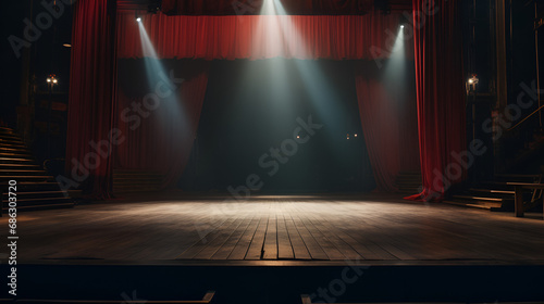 a wide shot of an empty concert stage in a hollywood background film studio setup