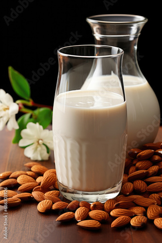 Organic almond milk alternative in a glass