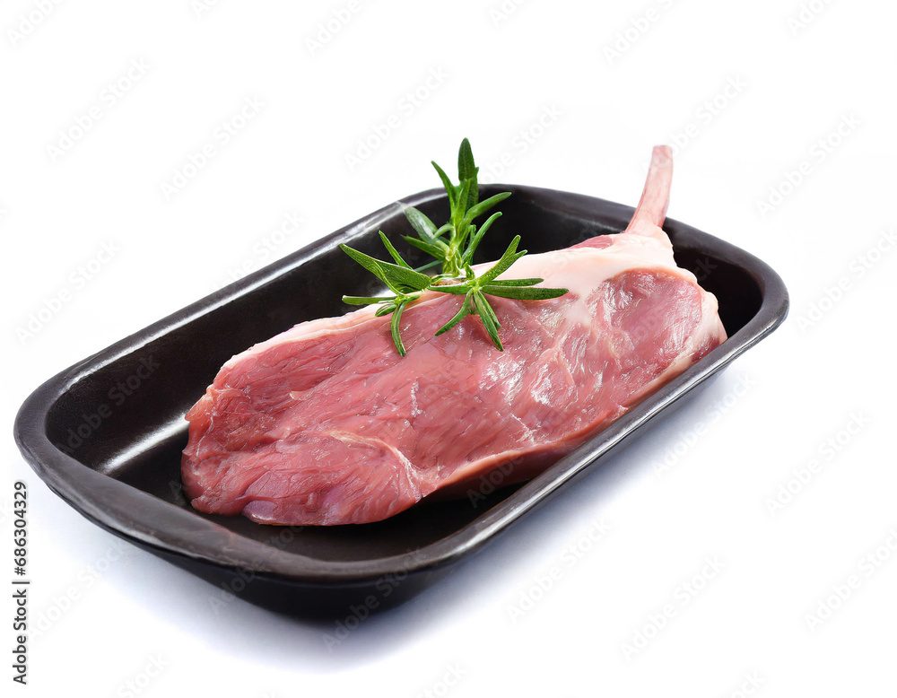 Raw lamb fillet isolated on white background 