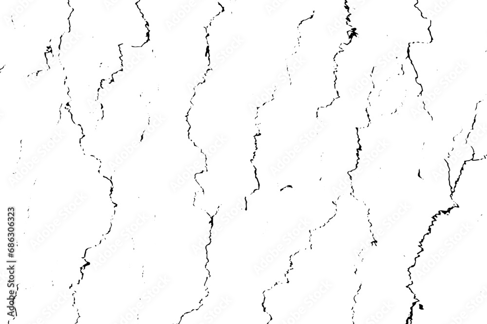 Rustic cracked vector texture with many cracks and scratches. Abstract background. Broken and damaged surface. Aged backdrop. Vector graphic illustration with transparent white. EPS10.