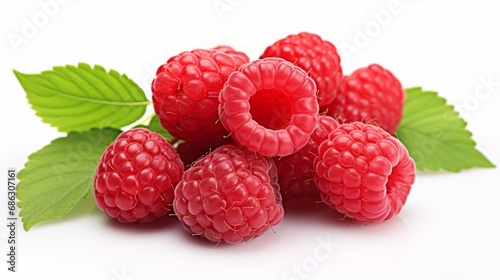Ripe raspberries isolated on a white background