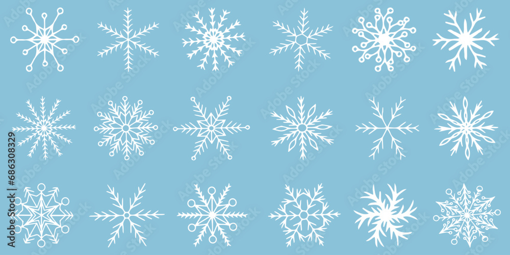 Set of white snowflakes icons in vector