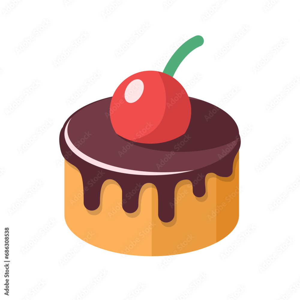 Cake dessert, sweet food. Simple delicious symbol. Sweet birthday cake, Bakery cupcake isolated on white. Vector illustration Cake dessert, sweet food. Simple delicious symbol. Sweet birthday cake, Bakery cupcake isolated on white. Vector illustration