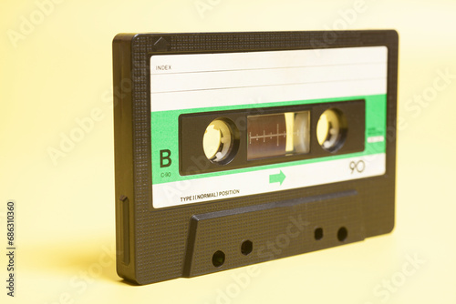 Close up of retro audio cassette tape.