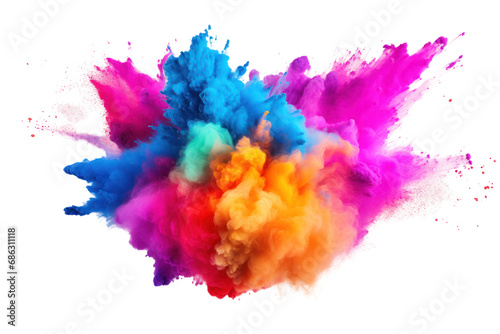 Explosion of colored powder on transparent background. Isolated.