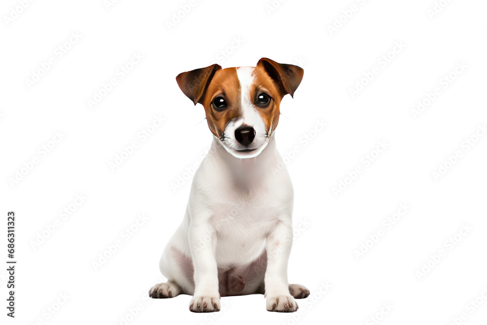 Jack Russell Terrier sitting on transparent background. Isolated.