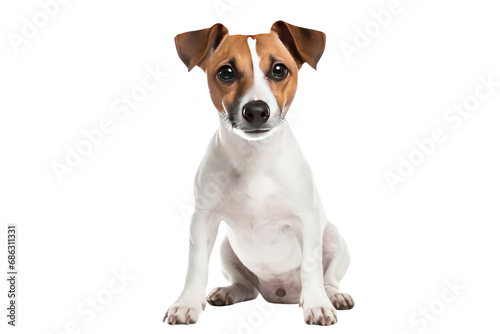 Jack Russell Terrier sitting on transparent background. Isolated. photo