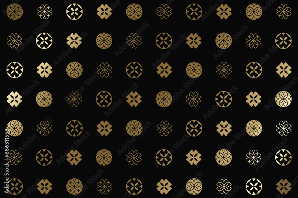 seamless pattern with black and golden flowers. seamless pattern with black and golden flowers.
