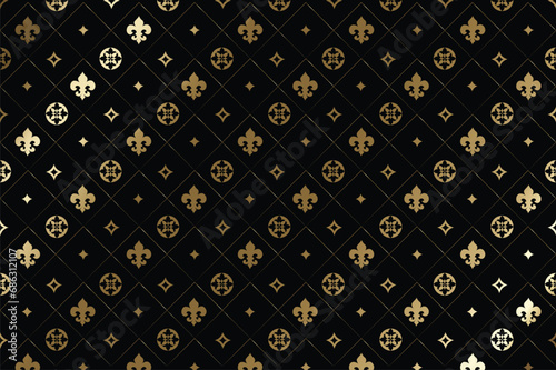 black and golden seamless pattern