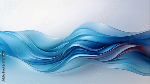 Abstract blue wave background. Blue wave flow. Generative AI © lesikvit